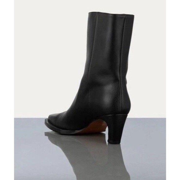 Frame Le Brooklyn Botties Short Boots Black Leather Mid Heels Sz 39.5 Us 9.5 - Picture 2 of 12